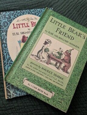 2 Vintage 1950s Children's books Illustrated Bear Nursery Decor Photo Prop